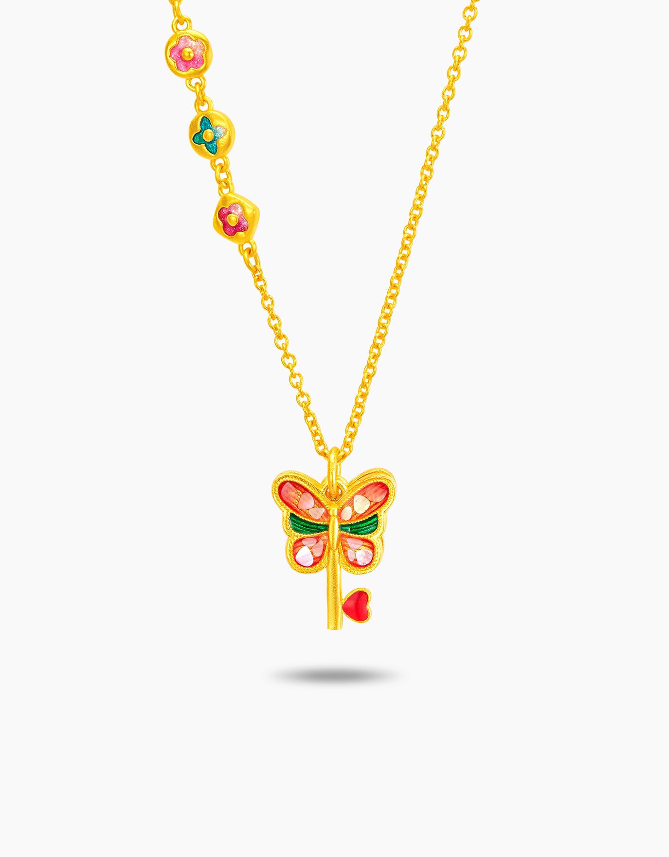 LVC 9IN Butterfly Key 999 Gold Necklace