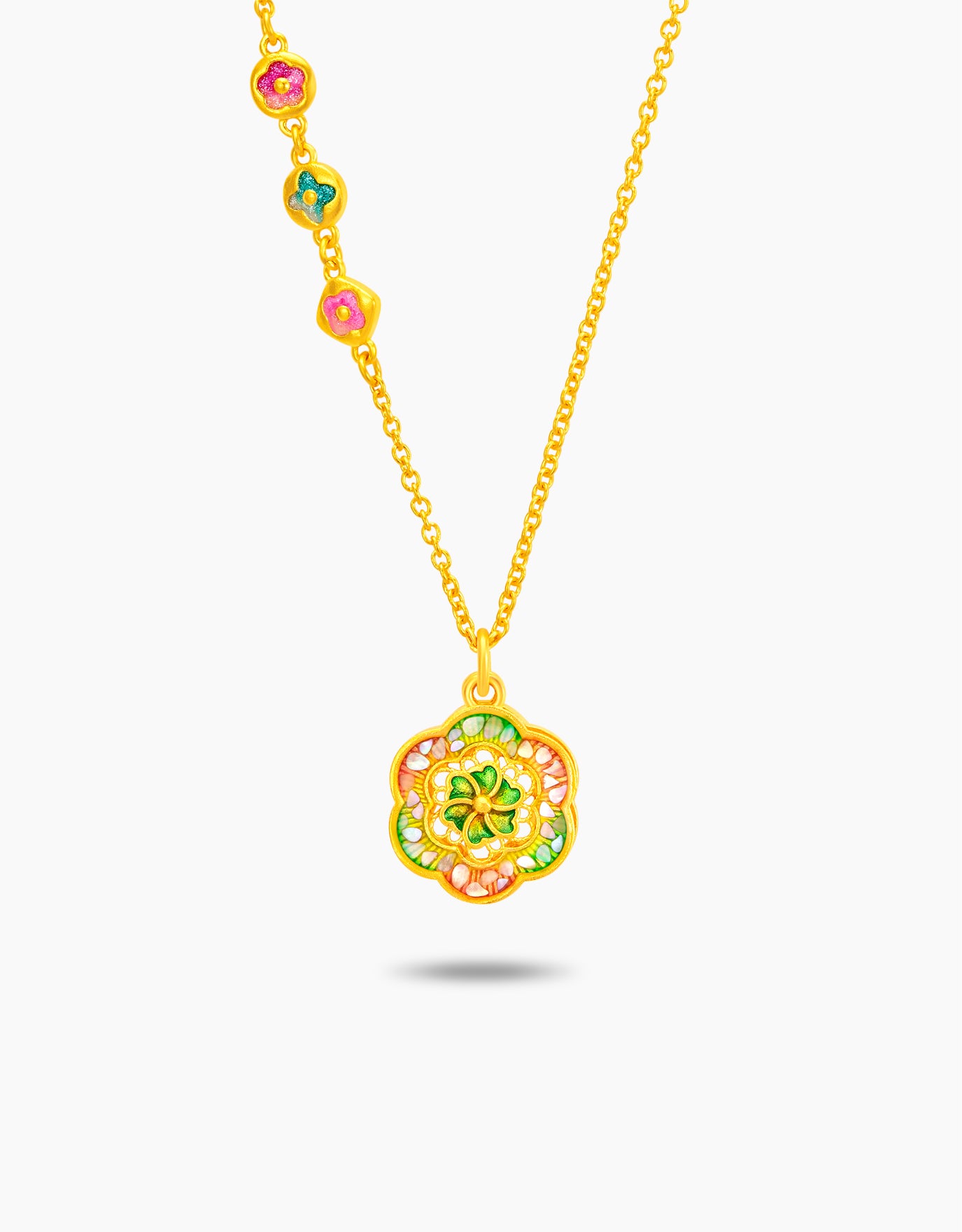 LVC 9IN Floral Filigree 999 Gold Necklace