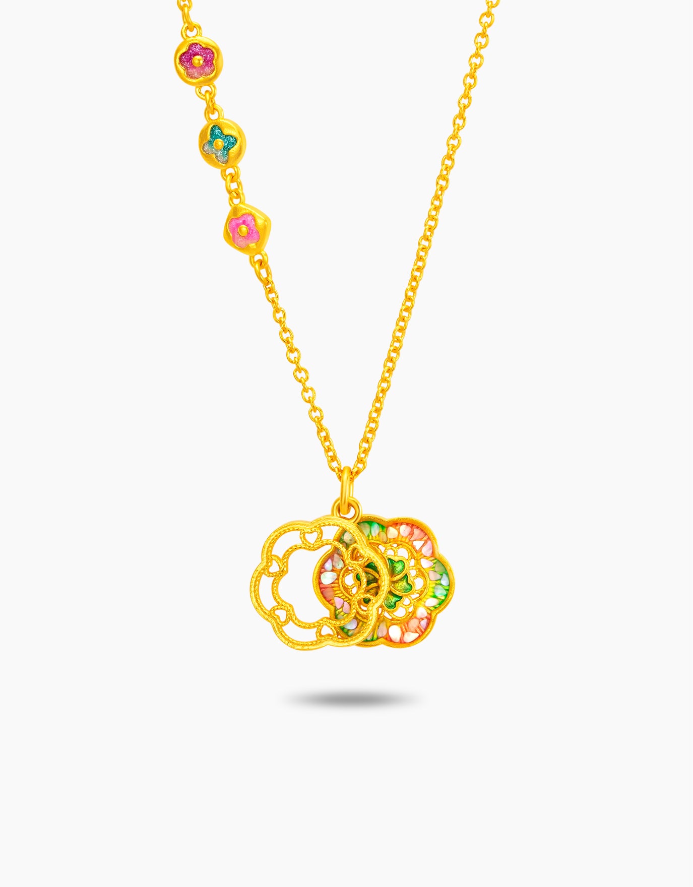 LVC 9IN Floral Filigree 999 Gold Necklace
