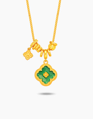 LVC 9IN Lucky Clover Bliss 999 Gold Necklace