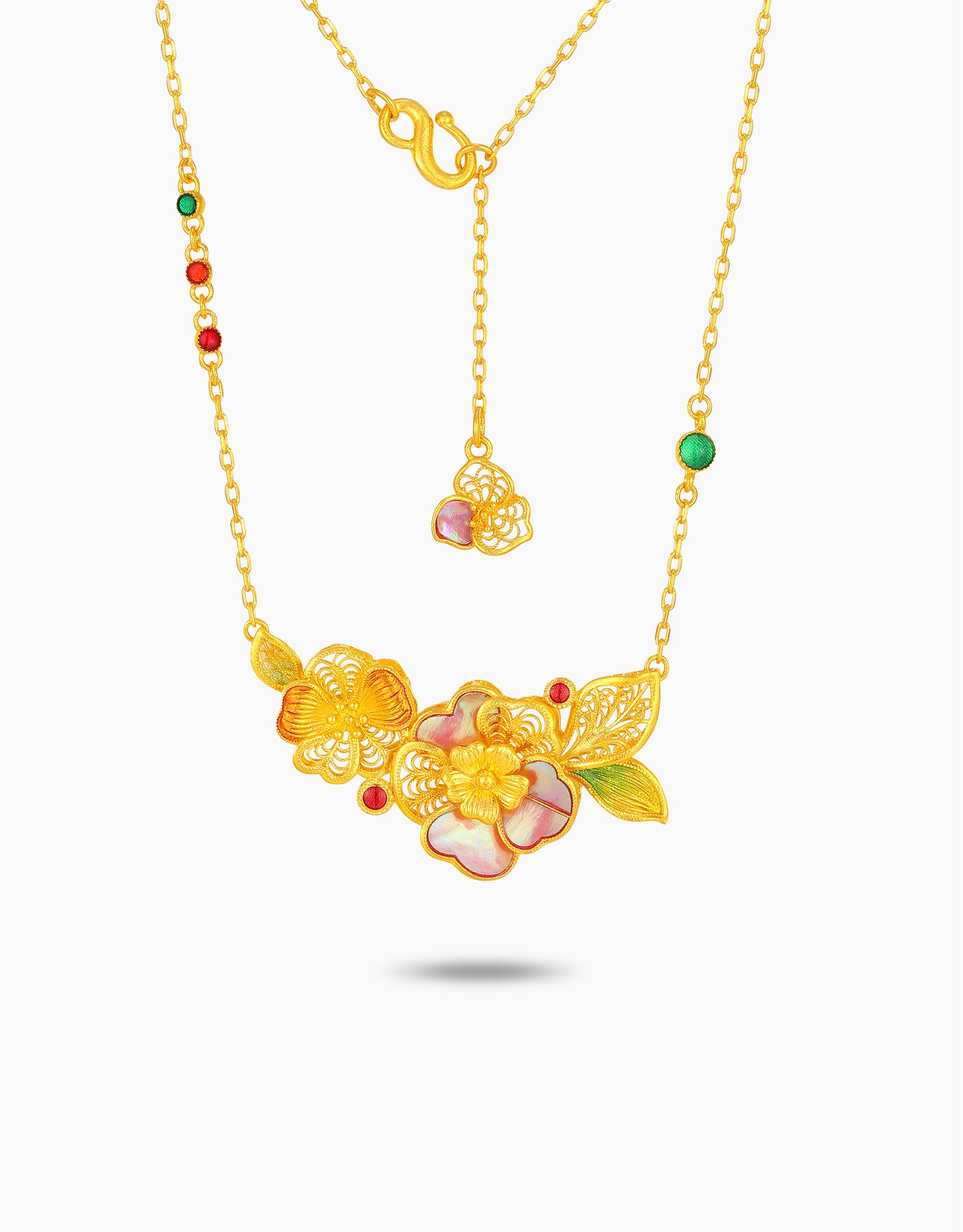 LVC 9IN Eternal Prosperity Blossom 999 Gold Necklace