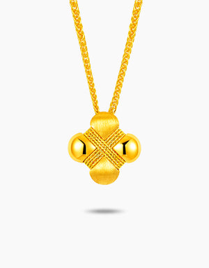 LVC 9IN Clover Embrace 999 Gold Necklace