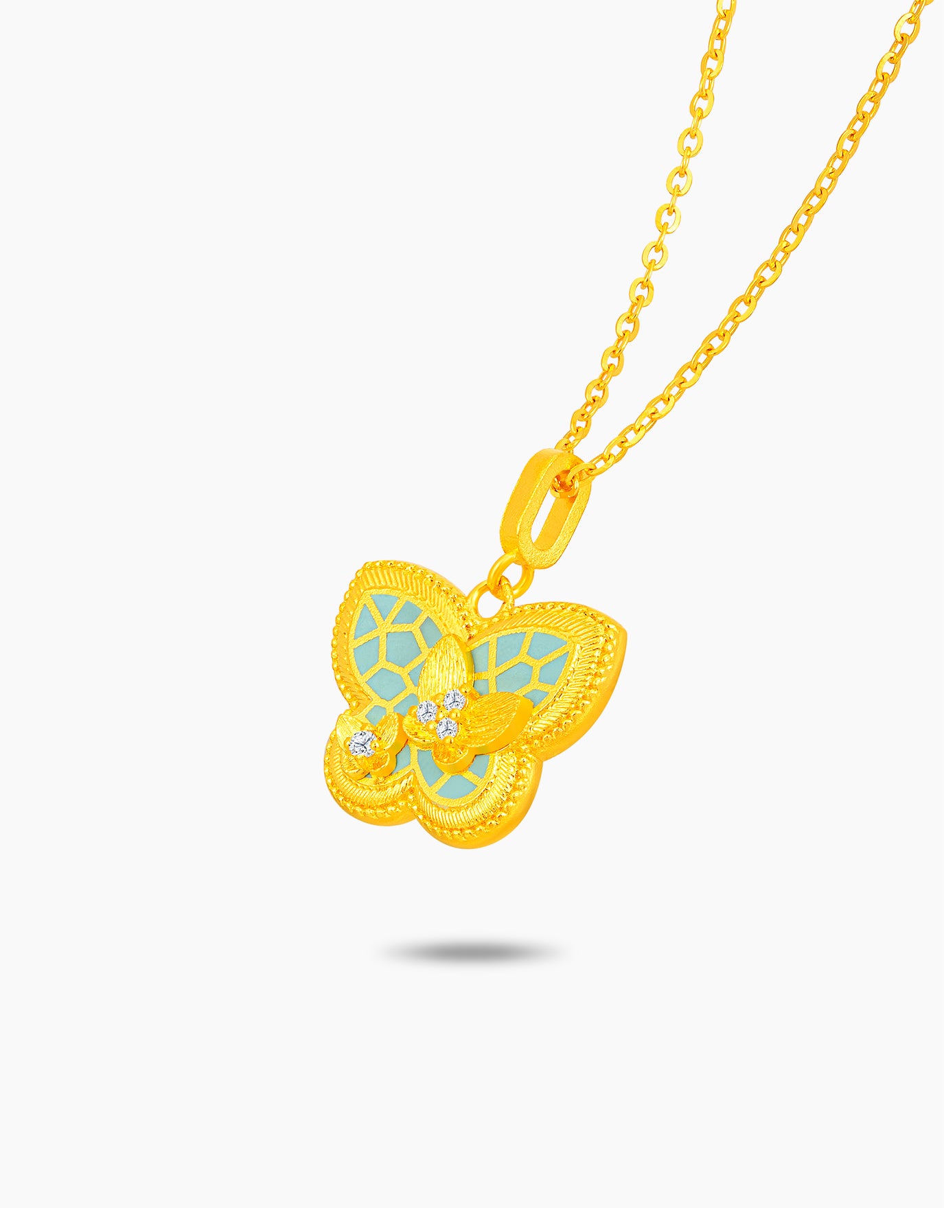 LVC 9IN Azure Butterfly Enchante 999 Gold Diamond Necklace