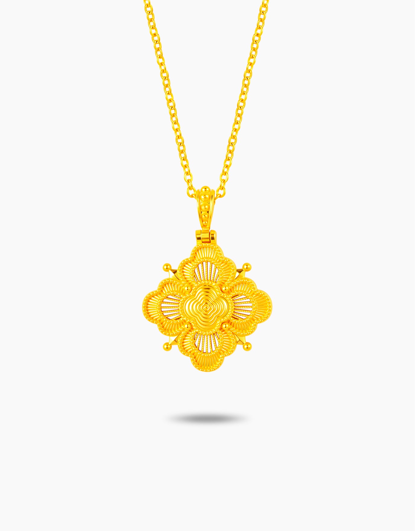 LVC 9IN Celestial Turquoise Clover 999 Gold Necklace