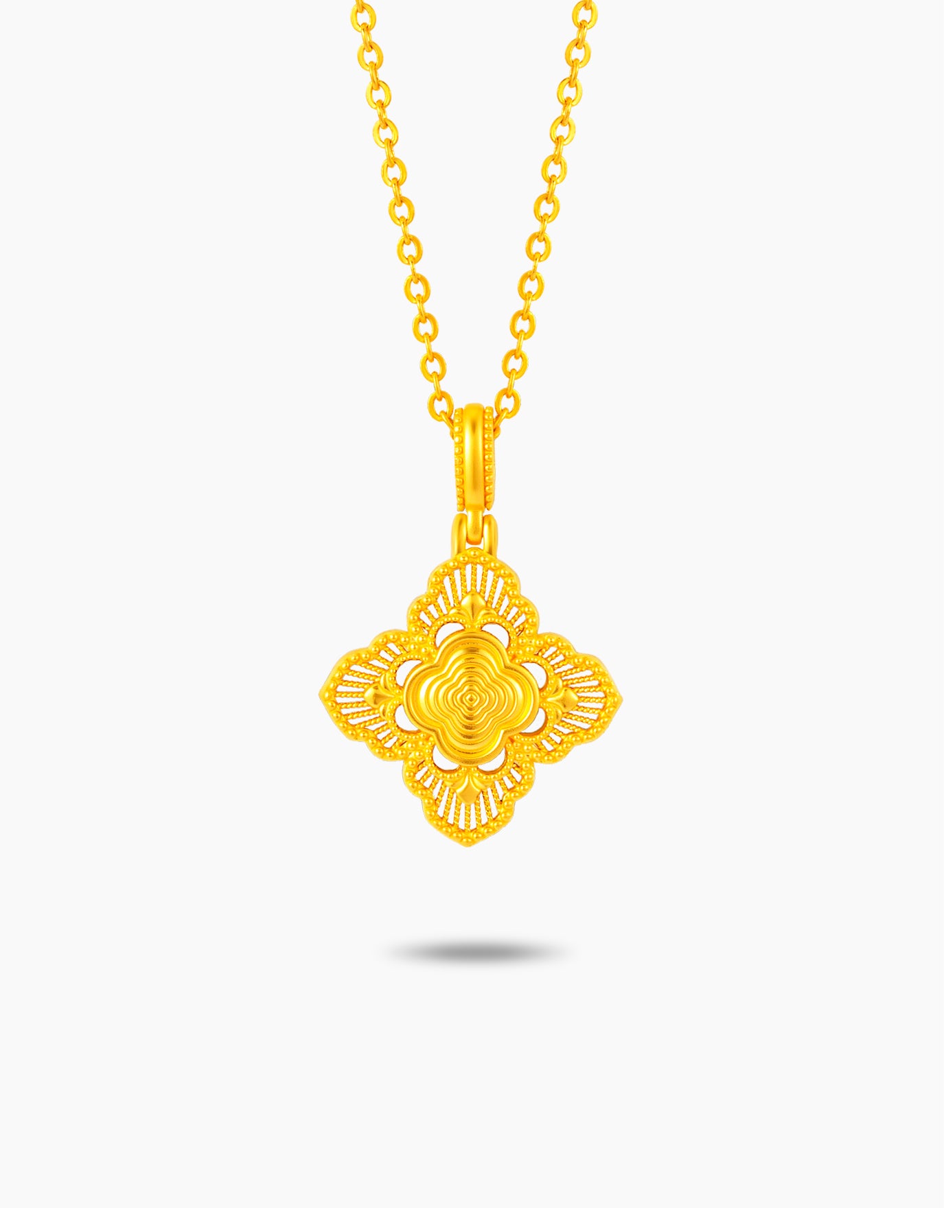 LVC 9IN Dynasty Turquoise Clover 999 Gold Necklace
