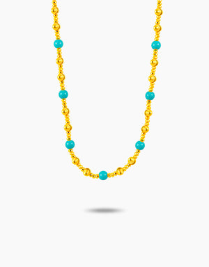 LVC 9IN Cerulean Bead 999 Gold Necklace