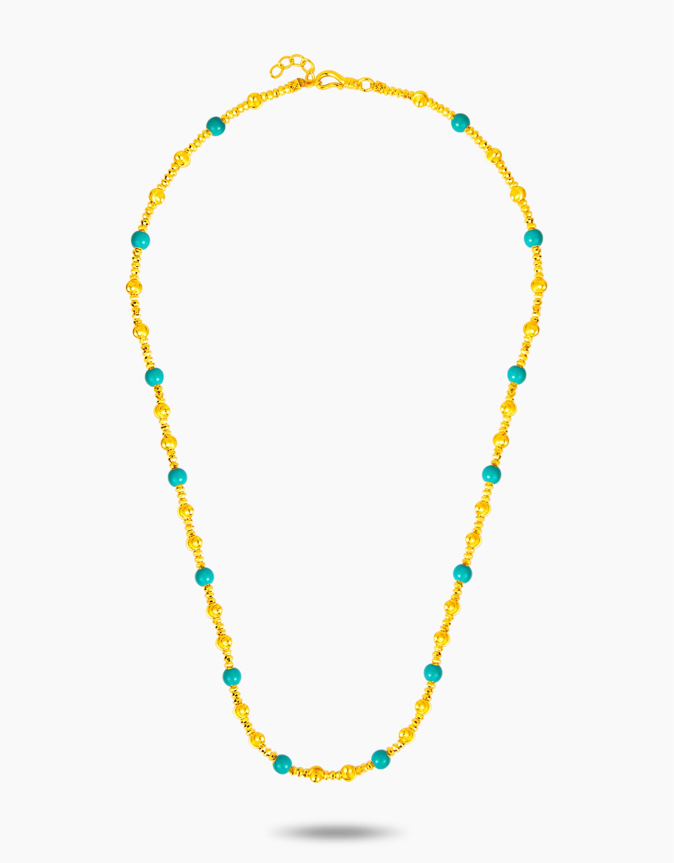 LVC 9IN Cerulean Bead 999 Gold Necklace
