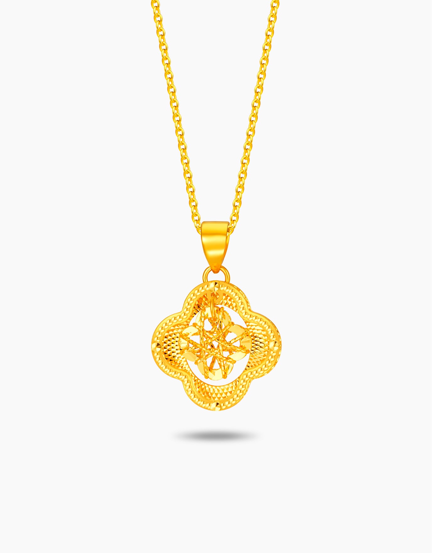LVC 9IN Glowing Clover 999 Gold Pendant