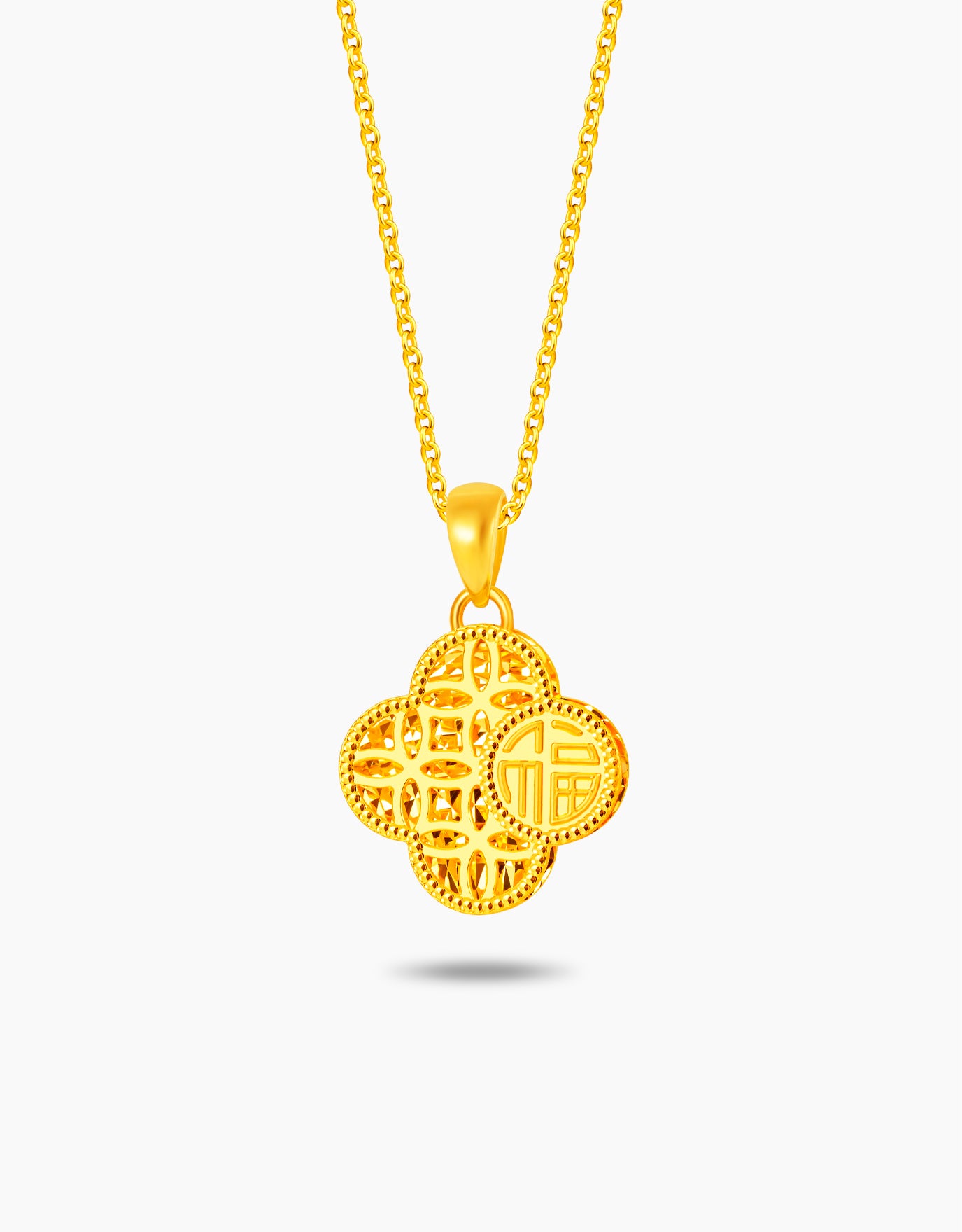 LVC 9IN Blessed Clover 999 Gold Pendant