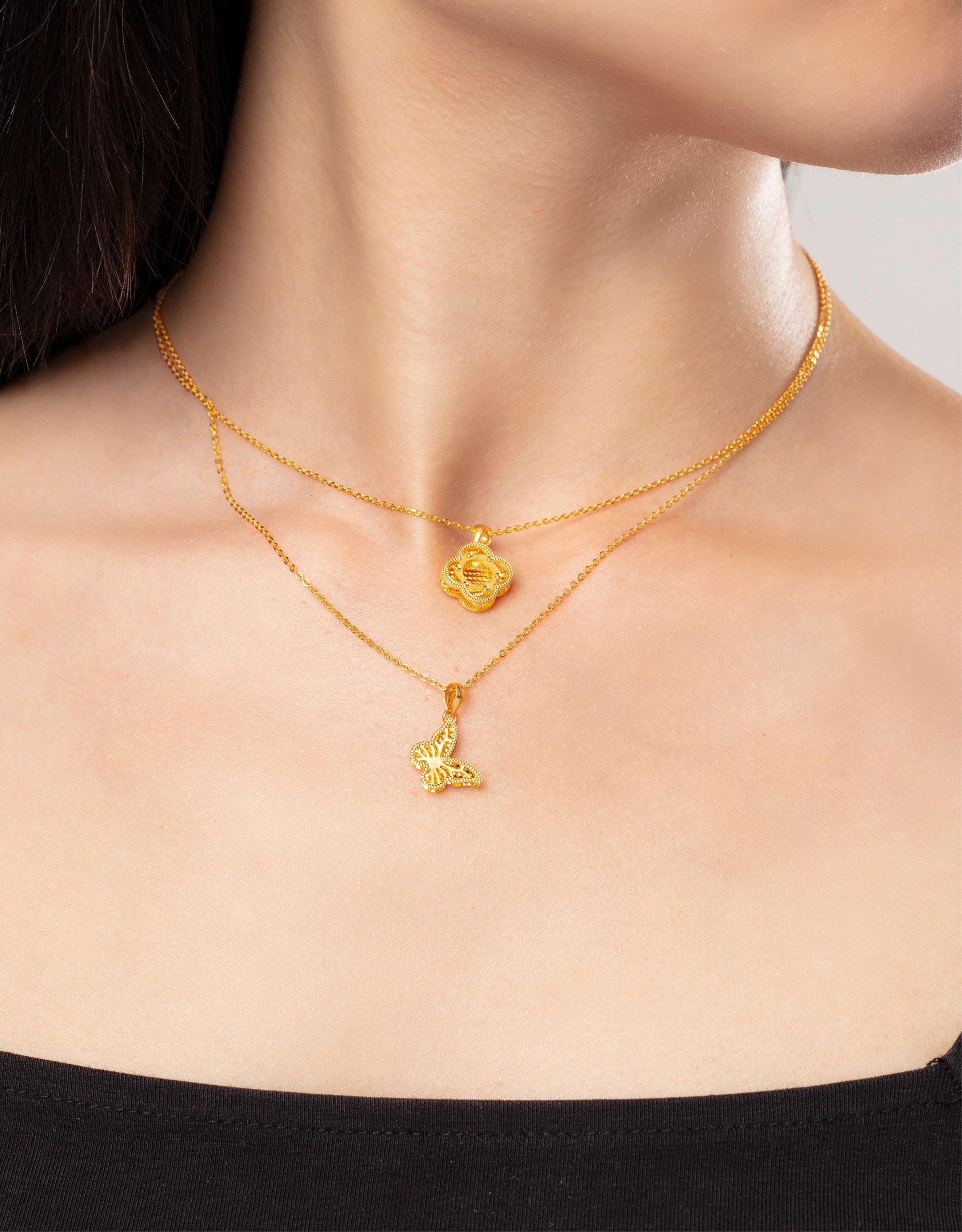 LVC 9IN Tangled Primrose 999 Gold Pendant