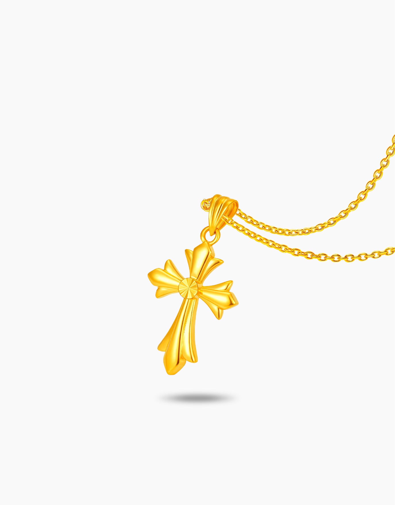 LVC 9IN Lined Cross 999 Gold Pendant