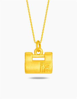LVC 9IN Blessings Lock 999 Gold Pendant