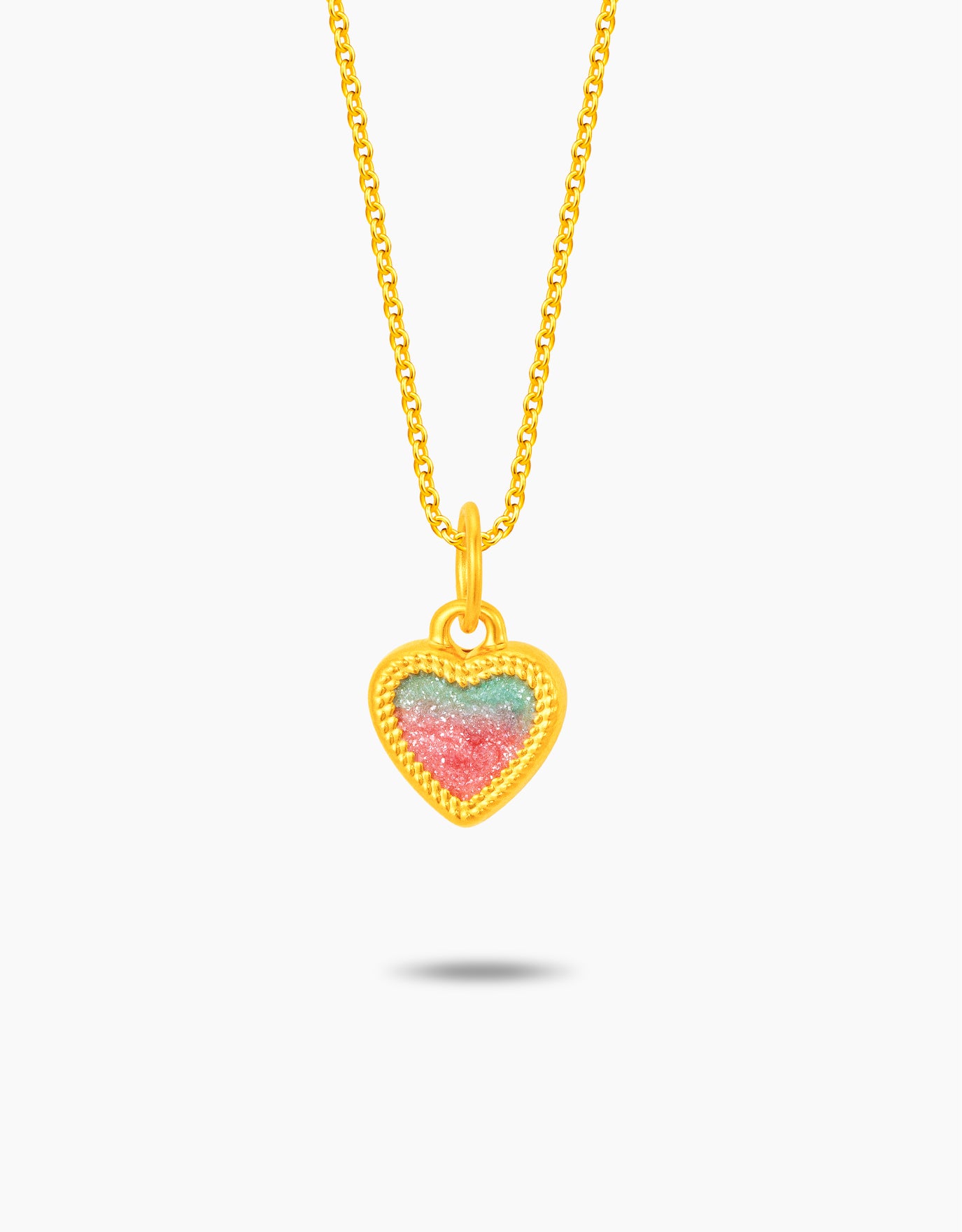 LVC 9IN Lagoon Coral Heart 999 Gold Pendant