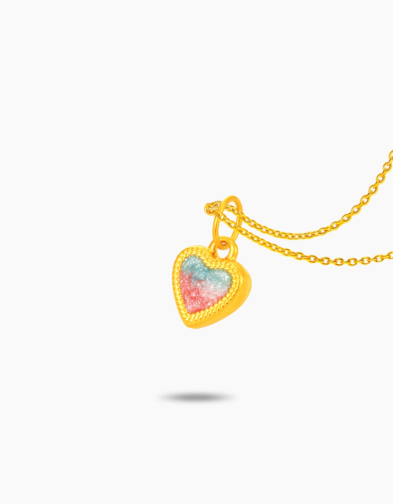 LVC 9IN Lagoon Coral Heart 999 Gold Pendant