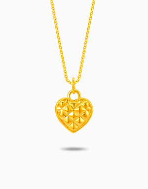 LVC 9IN Checkered Heart 999 Gold Pendant