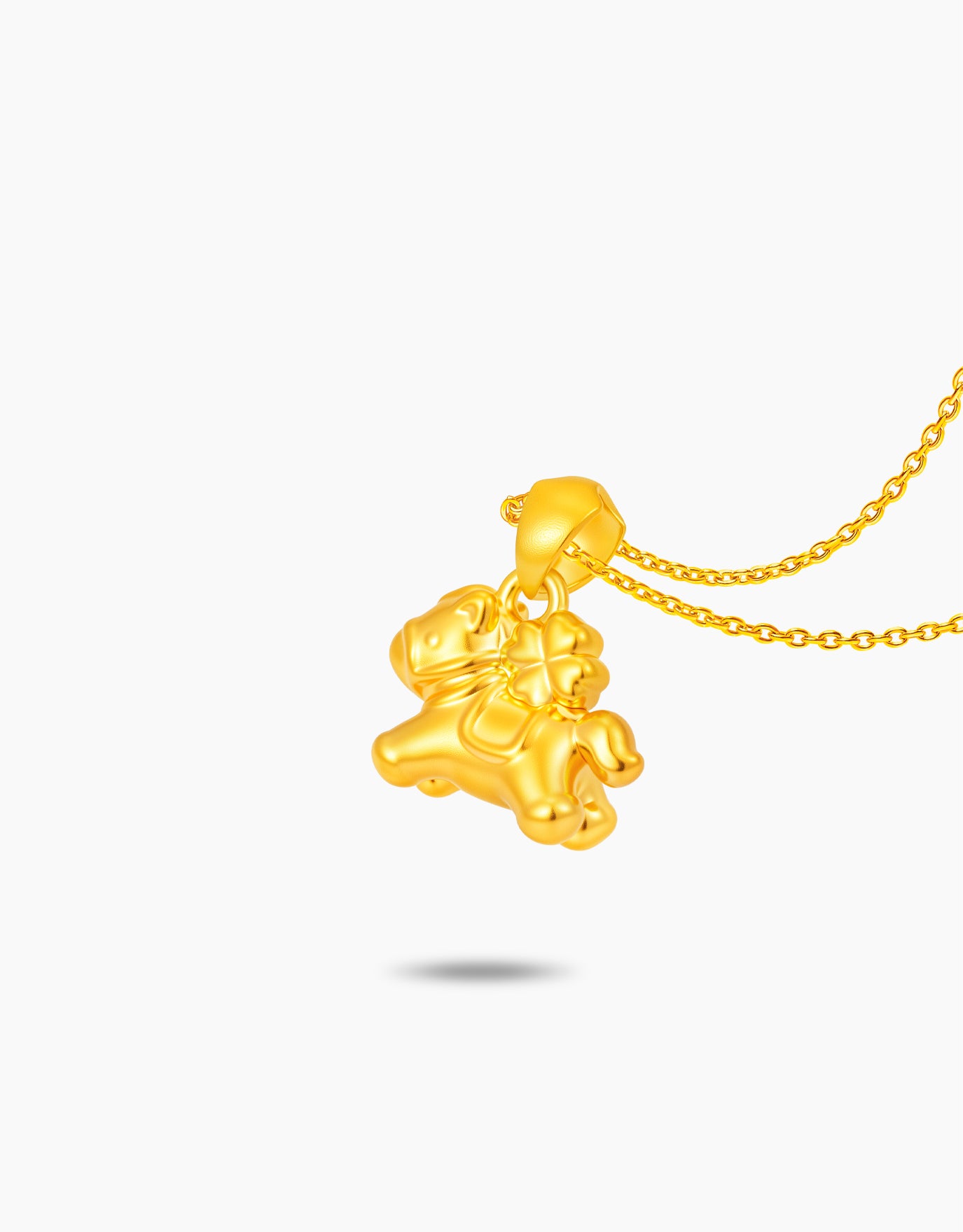 LVC 9IN Lucky Clover Horse 999 Gold Pendant