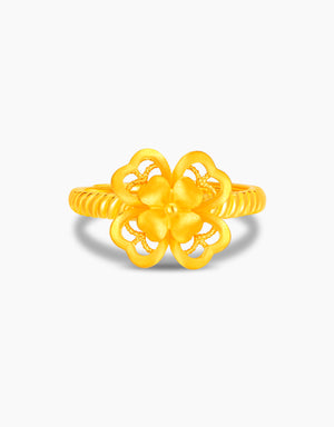 LVC 9IN Blossoming Clover 999 Gold Ring