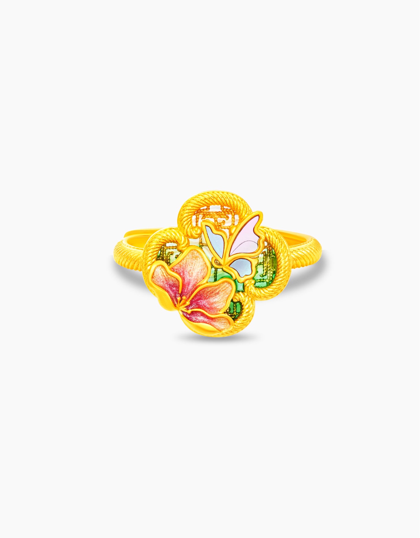 LVC 9IN Butterfly Garden 999 Gold Ring