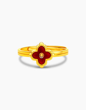 LVC 9IN Scarlet Clover 999 Gold Ring
