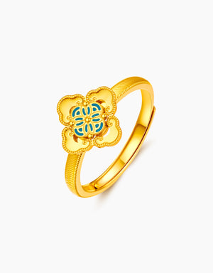 LVC 9IN Ruyi Clover Blessing 999 Gold Ring